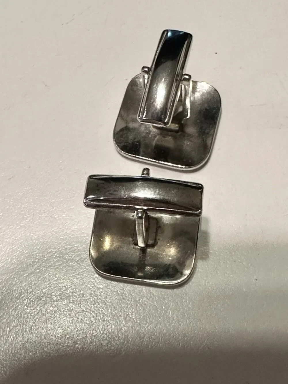Vintage cufflinks silver tone Square Polished Cuff Links Formal Wedding